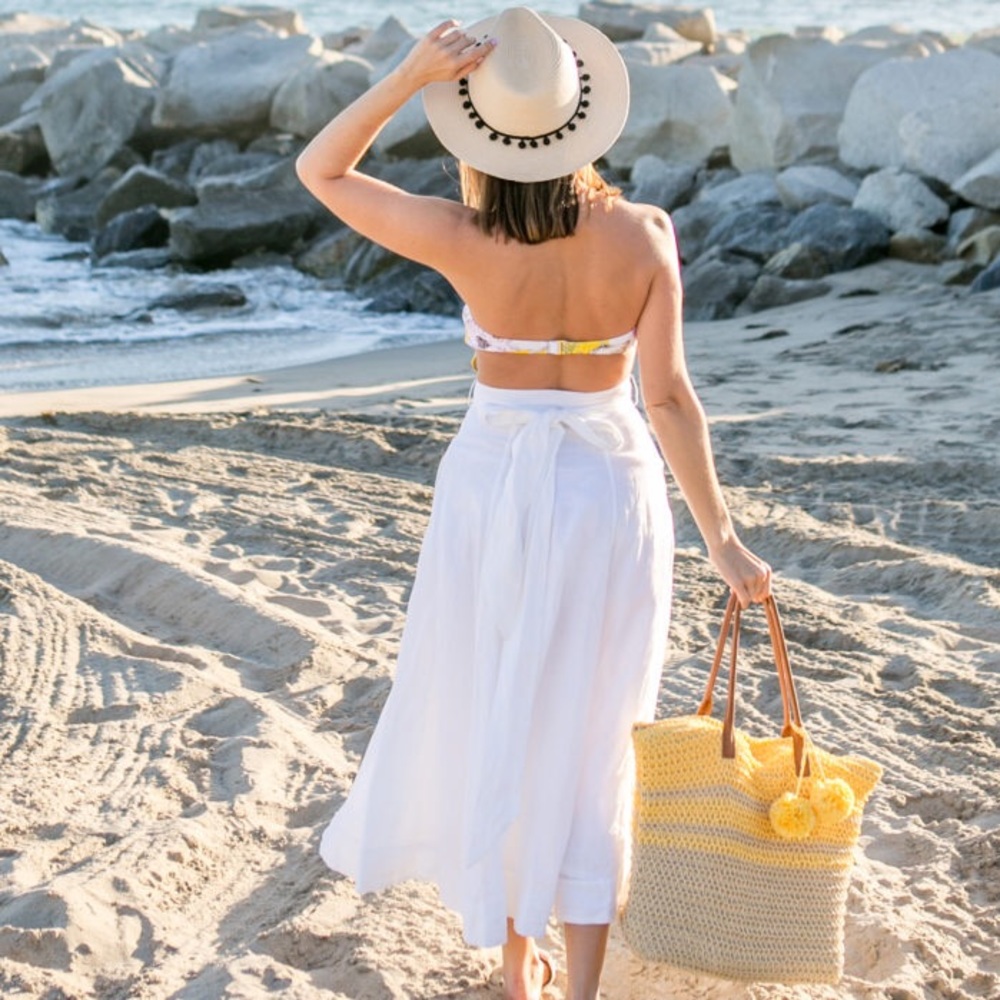 Black Straw Tote + PomPoms - Picture 5 of 5